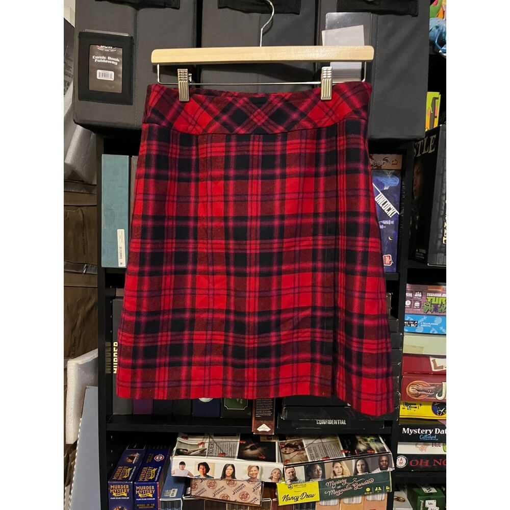 Talbots Tartan Red & Black Wool Skirt Size 8 NWT Y2K Retro School Girl